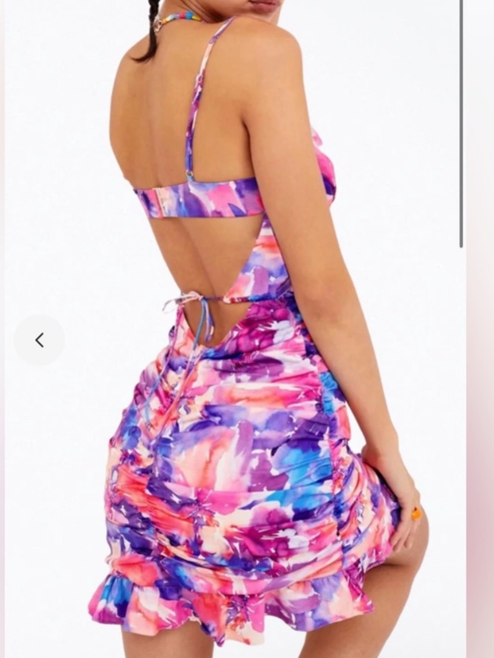 For love and lemons purple pink Natasha open back satin dress size M - Picture 2 of 6